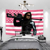 Bucky Barnes Flag Tapestry Pink American Flags Banner Aesthetic Wall Art Decor Bedroom Home Decor Background Cloth Festival Gift