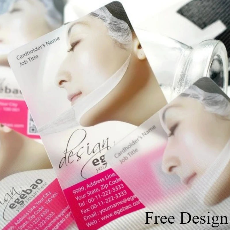 100/200/500 PCS Transparent PVC Business Card Colorful Printing Personalized LOGO Text Thank You Card Free DESIGN 0.38mm