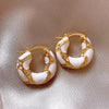 French Retro Enamel Leopard Print U-shaped Ear Buckle Women Temperament Earrings Party and Daily Wear Fashion Jewelry