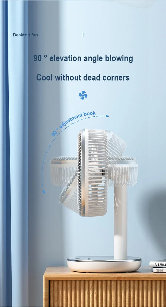 Fans Portable Desktop Fan Home Office Dormitory USB Rechargeable Small Electric Fan Air circulators High Wind Table Fan 7200mAh
