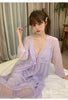 Female Nighty&Robe Set Perspective Temptation Nightgown Intimate Lingerie Spring Summer Silk Satin Sleepwear Loose Home Dress