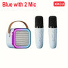 Portable Bluetooth 5.3 Karaoke Speaker 3D Surround Sound with 1-2 Wireless Microphones Home Family Singing for Aux/U Disk/TF