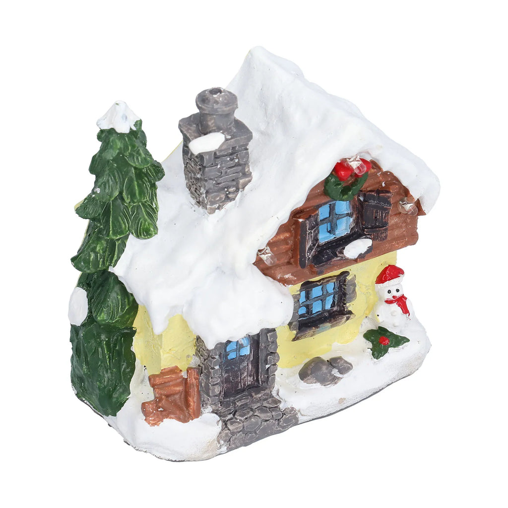 Christmas Decorations Winter Snow Christmas Houses Miniature Indoor Village Building Santa Houses Decor with Warm LED Light
