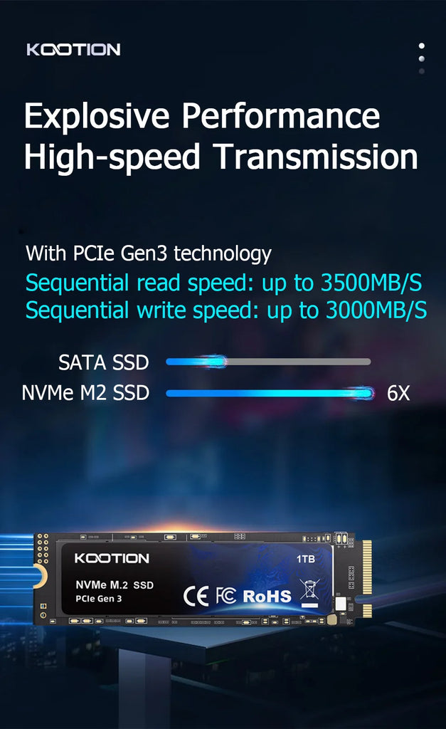 KOOTION X15 M.2 SSD 256GB 512GB 1TB SSD Solid State Drive M2 SSD M.2 NVMe PCIe Internal Hard Disk For Laptop Desktop MSI Dell HP
