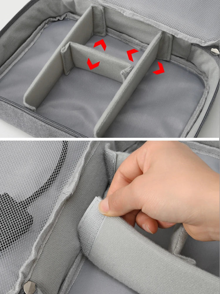 Black Oxford Cloth Electronic Accessory Storage Bag, Cube Travel Bag, Portable Data Cable Headphone Organizer Bag Office suppli