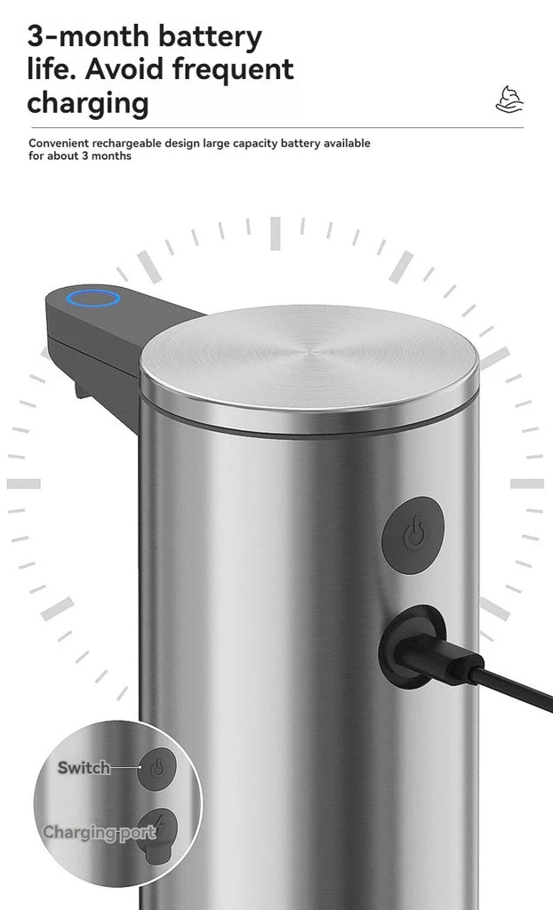 Intelligent automatic sensing stainless steel soap dispenser for washing mobile phones, contactless for home kitchen wall mounte