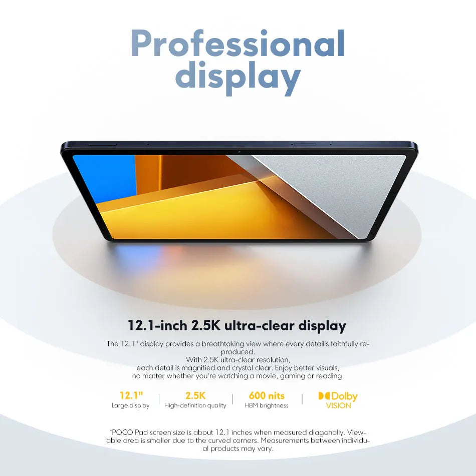 Global Version POCO Pad Tablet 12.1'' 120Hz 2.5K LCD Display Snapdragon 7s Gen 2 Octa core 10000mAh Battery 33W Charging