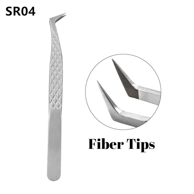 Fadvan Tweezers for Lashes Extension Fiber Tips Stainless Steel Makeup Tweezers Anti-static Free Print Your Logo