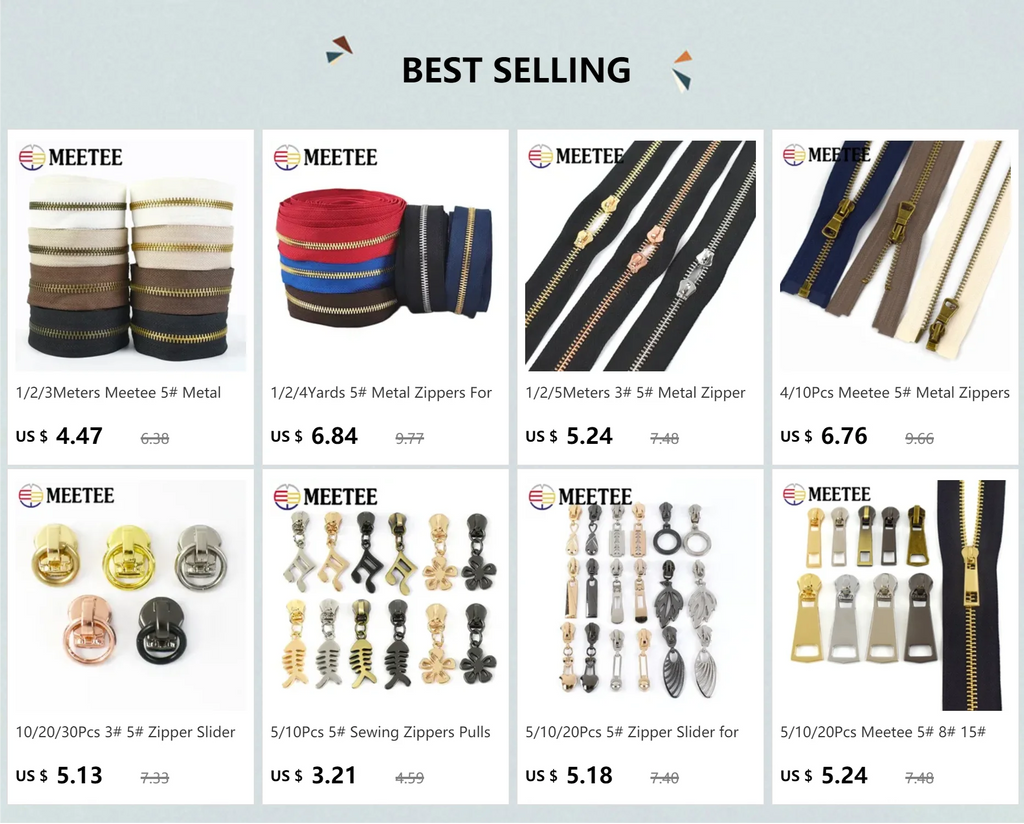 5/10Pcs Meetee 5# Bronze Zipper Slider Pull for Metal Zippers Sewing Bag Zips Puller Head Clothes Zip Repair Kit DIY Accessories