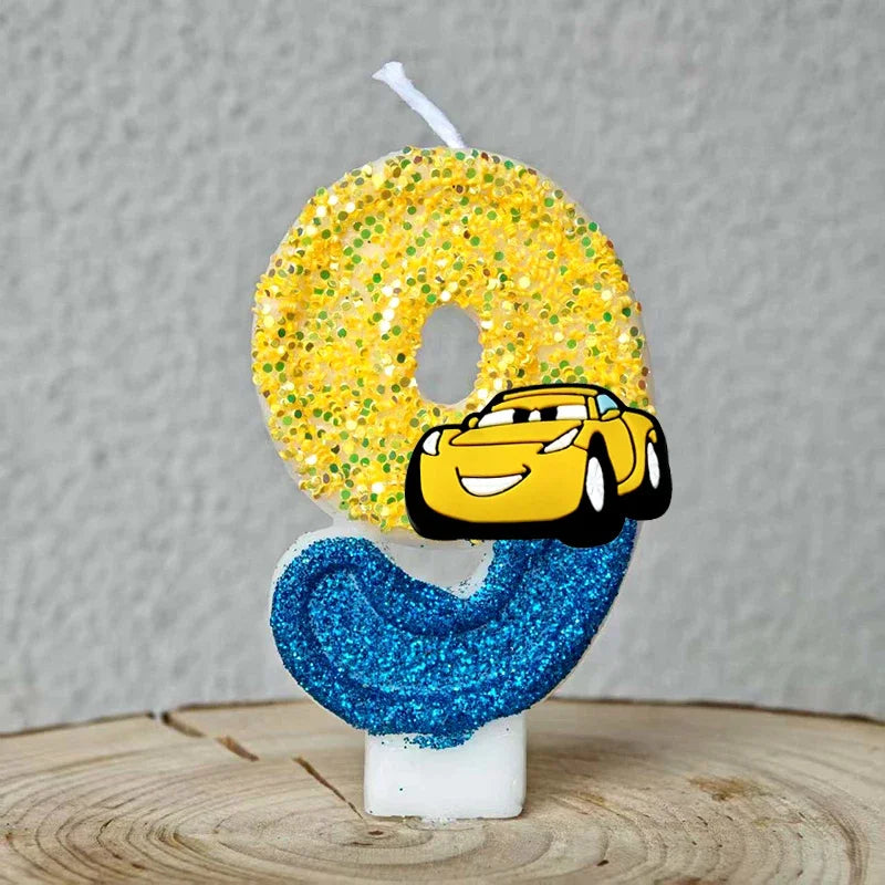 Mcqueen Candles Anime Cake Decor Theme 0-9 Number Candles Birthday Party Cake Topper Kids  Baby Shower  Gift Supplie
