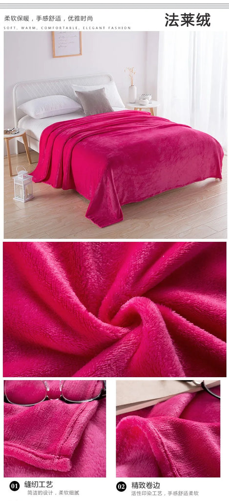 Flannel Spring Autumn Blanket Extra Soft Comfortable Nap Shawl Blankets Solid Warm Multi-functional Skin Friendly Throw Blanket