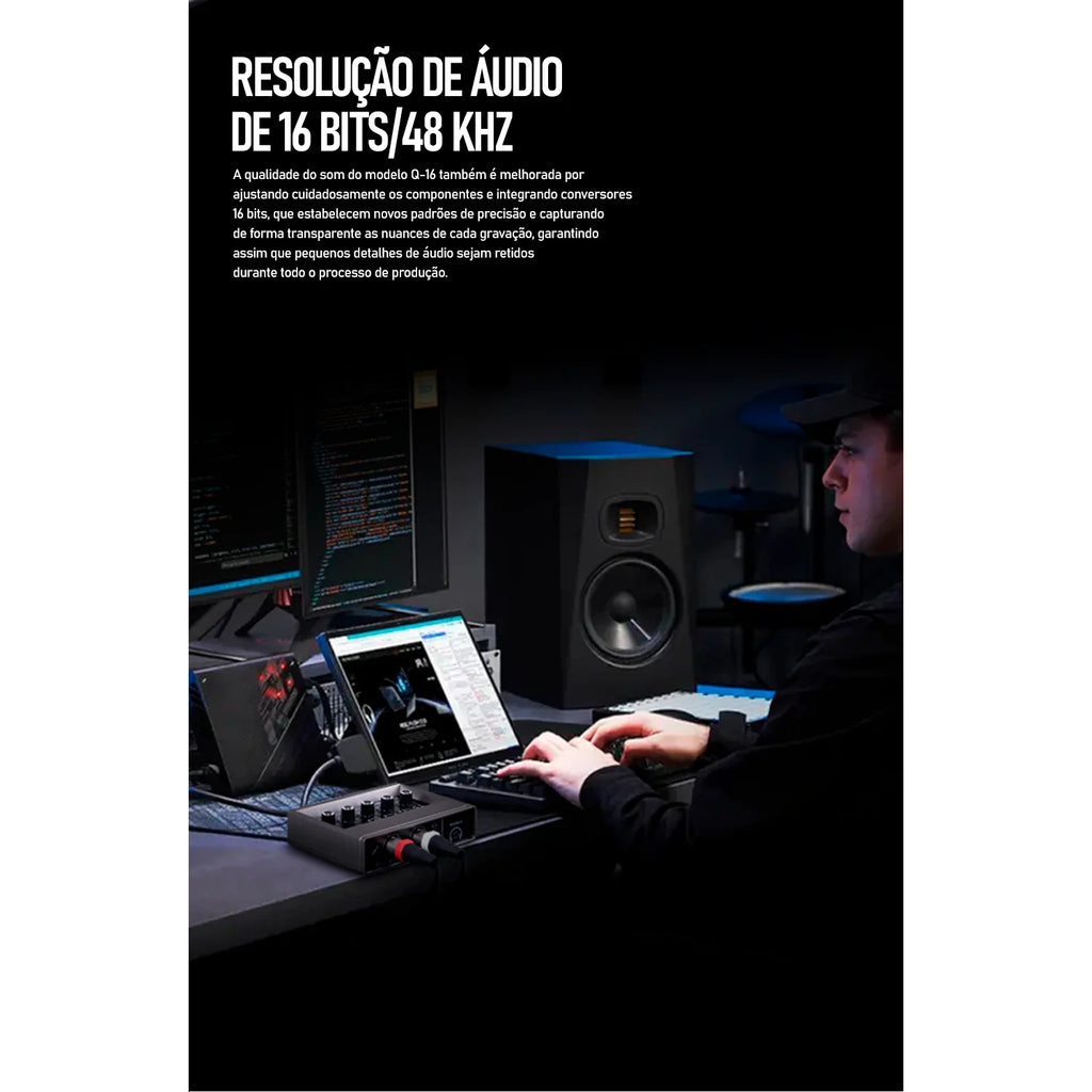 TEYUN Q-16 Professional Audio Sound Card With Electric Guitar Monitor Recording Live Broadcast For Studio Interface Singing