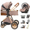 Luxurious Baby Stroller 3 in 1 Portable Travel Baby Carriage Folding Prams High Landscape Aluminum Frame Car for Newborn Baby