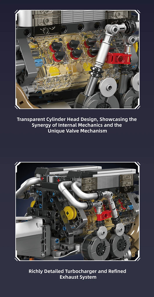 Mould King 10131 Technical Car Building Block Motorized BGT Supercar With W16 Engine Building Block Brick Kids Christmas Gift