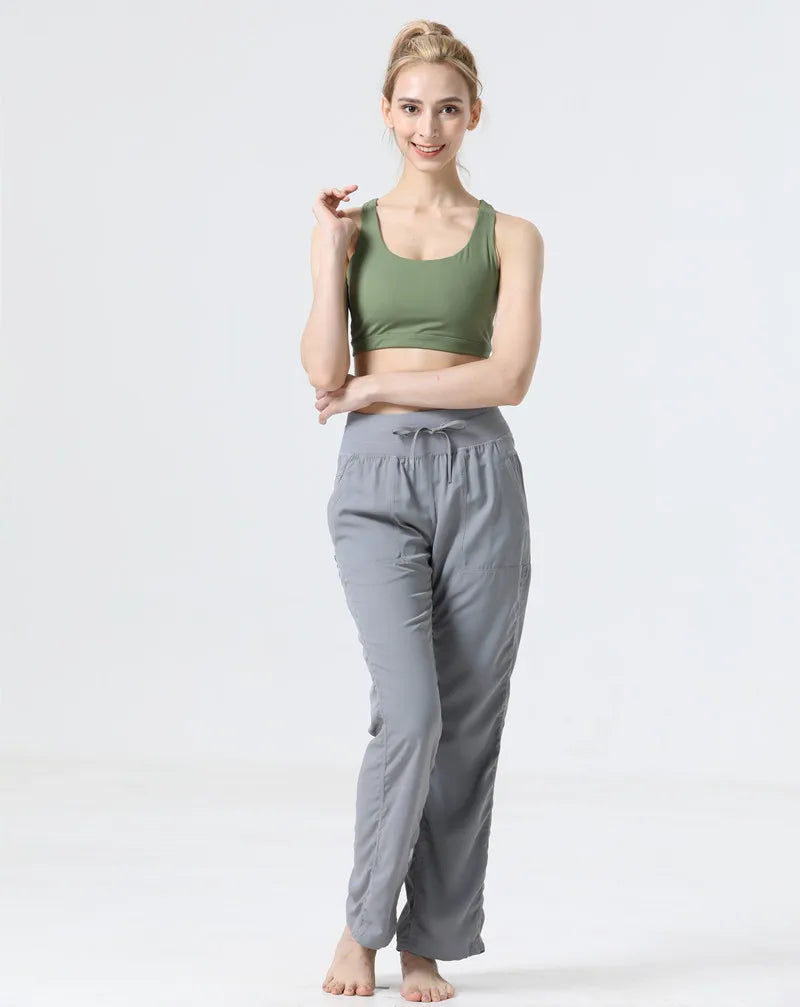 Women's New Folded Yoga Pants Super Soft Loose Micro Horn Fitness Commuter Leisure Sports cropped pants