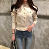 2025 Autumn Long Sleeve Fashion Women Cardigans Sweater Knitted Coat Short Casual Single Breasted Korean Slim Chic Ladies Tops