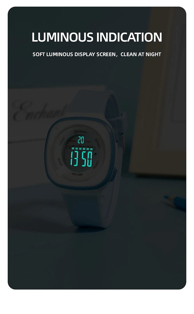 Children Watches Waterproof Purple Digital Kids Watch For Boys Girls Fashion Student Electronic Wristwatch Alarm Clocks