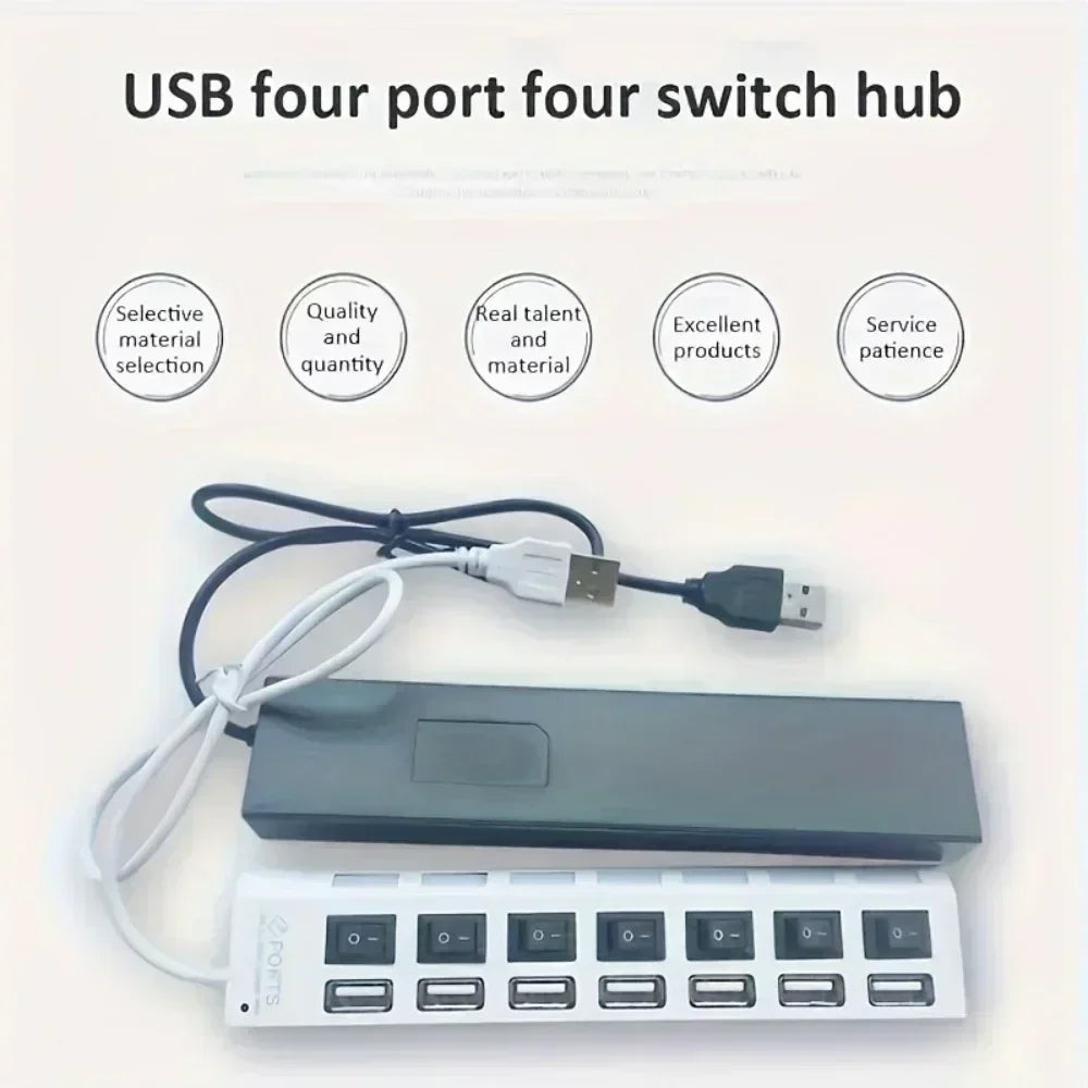 4/7 Ports LED High Speed USB 2.0 Hub 5Gbps Multi Ports USB Power Adapter Expander USB Splitter With Switch For Laptop Computer