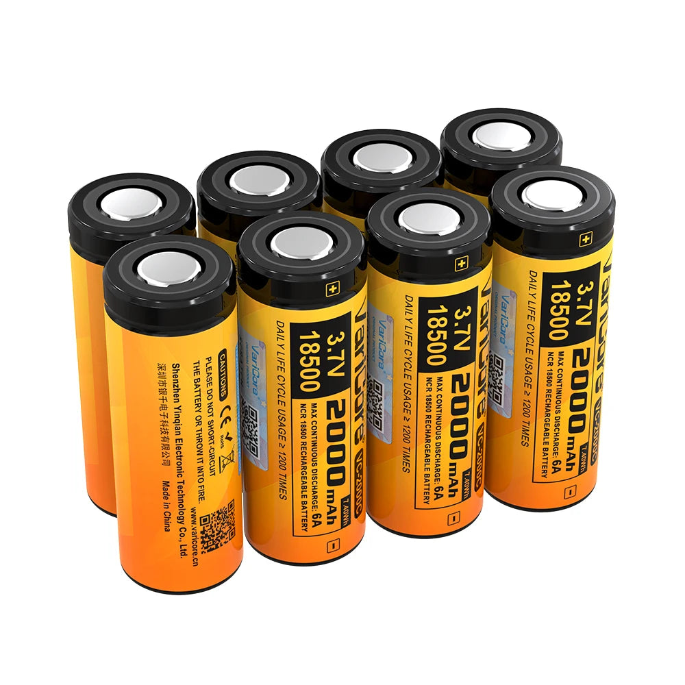 VariCore 18500 3.7V 2000mAh Rechargeable Li-ion Lithium Battery Cell Protected for Flashlight Toys RC Device High Capacity