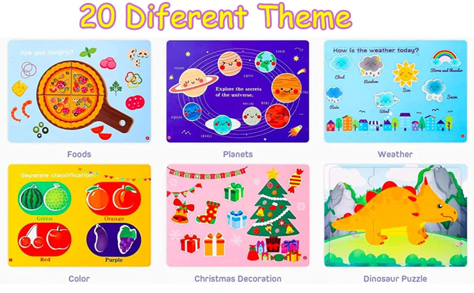 Yeahbo Busy Book for Kids 2 3 4 5 Year Old Girls Boys, Montessori Toys, Toddler Educational Toys Gifts for 2-5 Year Old Kids