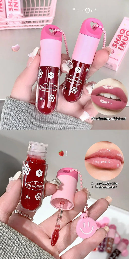 SHAQINUO Lustrous, tender and watery lip gloss, water-rich glass lips, mirror-like light makeup
