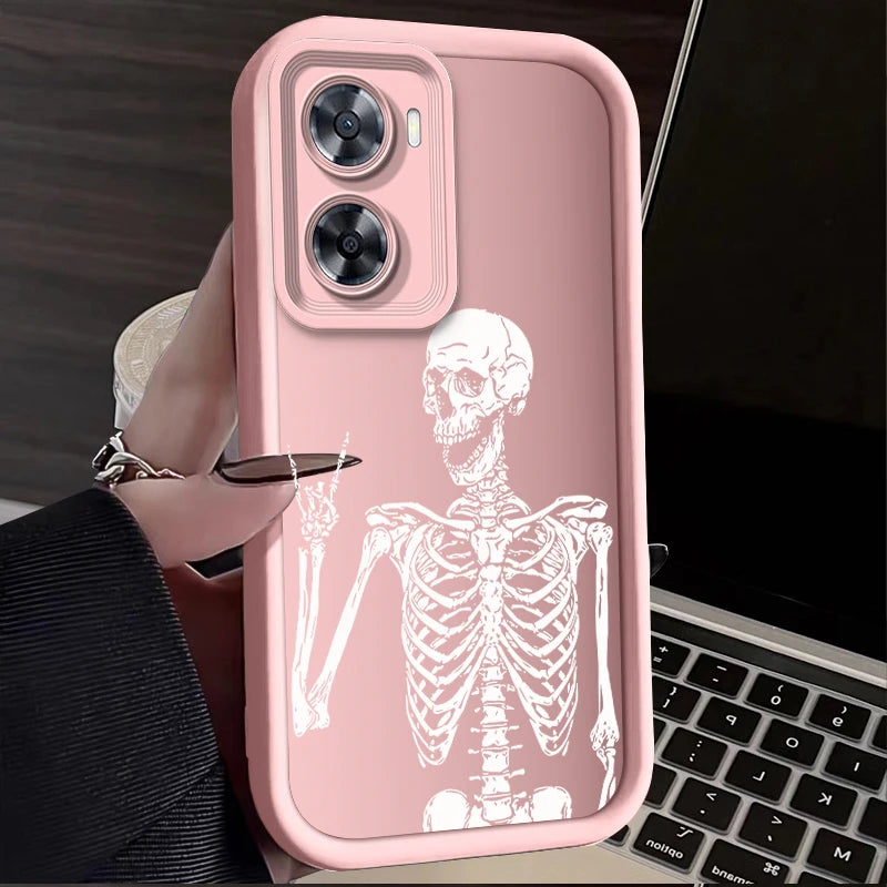 Skull Silicone Phone Case On For OPPO A57 A74 A95 A60 A78 A83 A76 A58X A96 A97 A94 A93 A73 A58 A77 A56S A55 A54 A53 4G 5G Cover