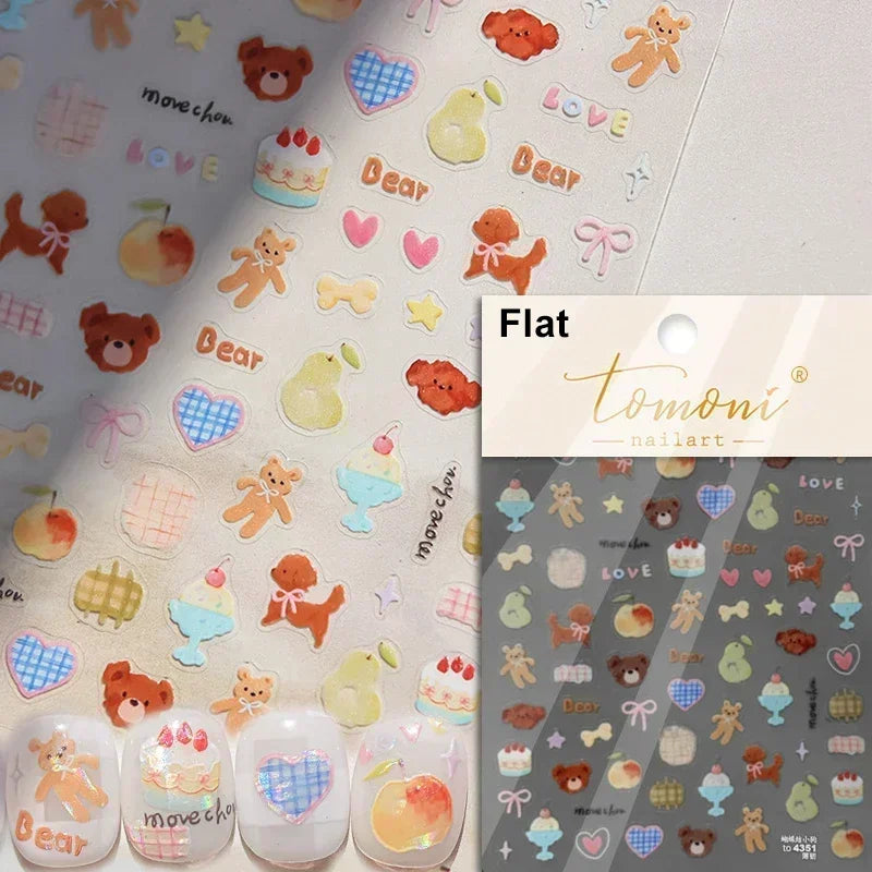 Lovely Gold Silver Black White Line Bowknot 3D Self Adhesive Nail Art Decorations Stickers Ribbon Cute Manicure Decals Wholesale