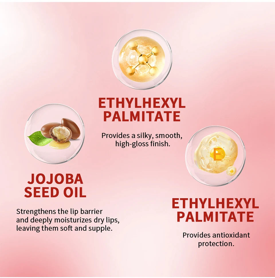 Pink Lip Gloss Transparent Lip Oil Moisturizing Reducing Lip Lines Nourishes Lips Waterproof Long-lasting Liquid Lips Cosmetics