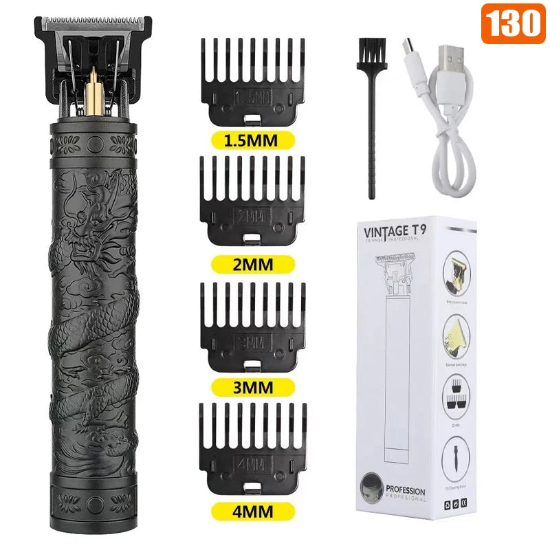 Vintage T9 Electric Hair Cutting Machine Hair Clipper Professional Men Shaver Rechargeable Barber Trimmer for Men Dragon Buddha