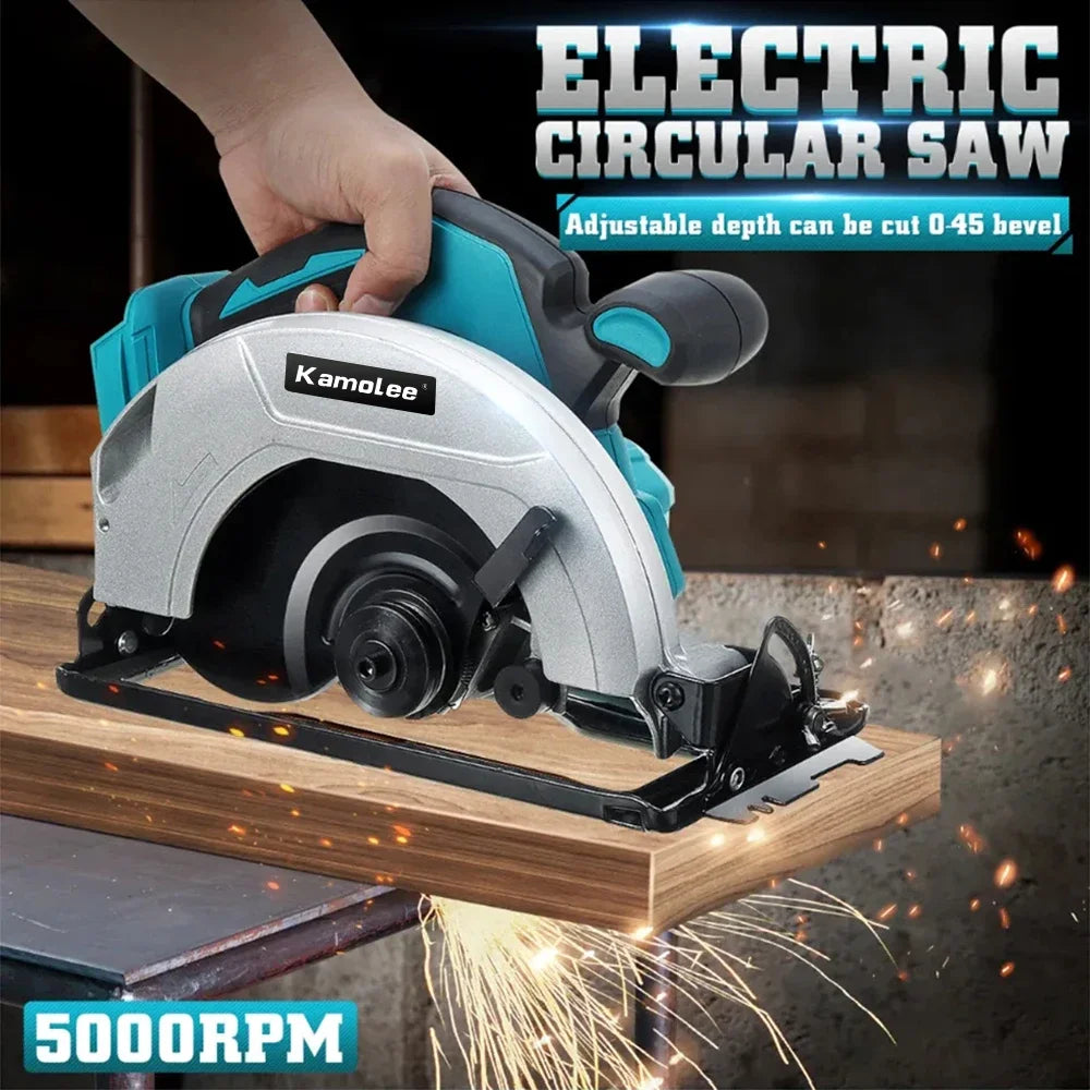 Kamolee 7 inch 21V 6.0Ah 6000mAh Electric Circular Saw  for Home DIY Apply to 18V 21V Battery