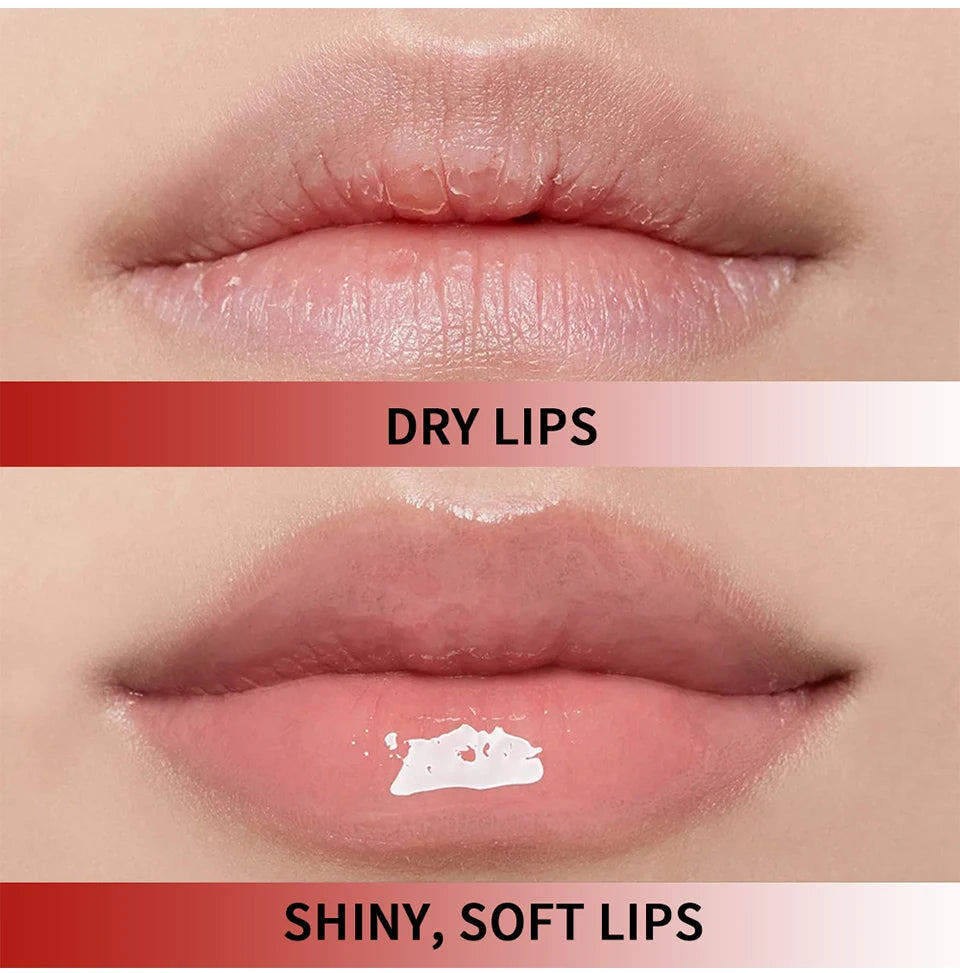 Pink Lip Gloss Transparent Lip Oil Moisturizing Reducing Lip Lines Nourishes Lips Waterproof Long-lasting Liquid Lips Cosmetics