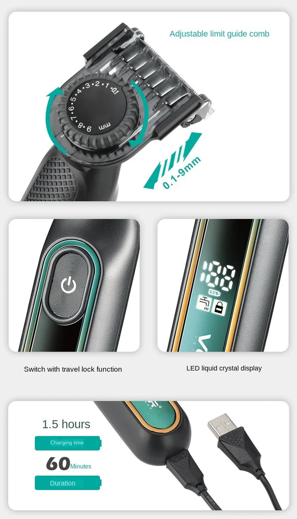 VGR Hair Trimmer Professional Barber Waterproof Hair Cutting Machine Hair Clipper Beard Trimmer Electric Trimmer for Men V-360