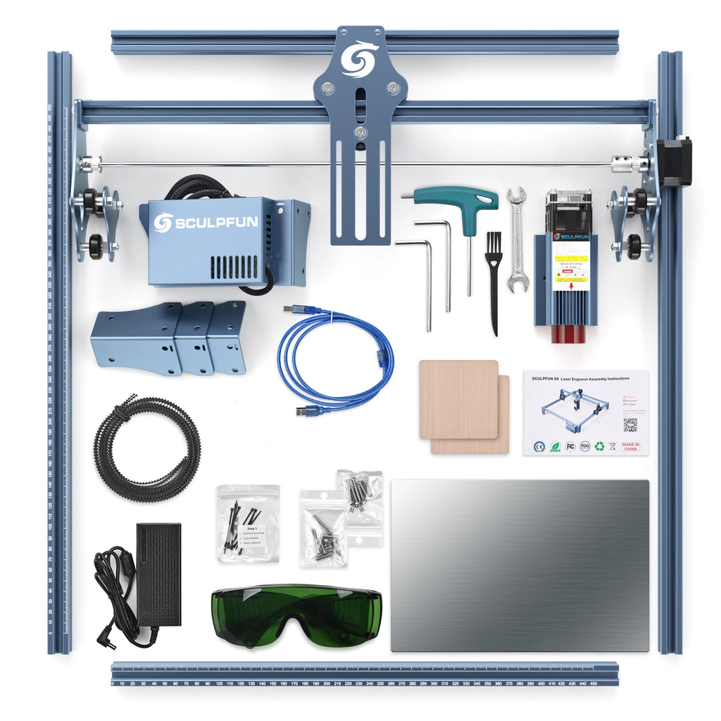 SCULPFUN S9 5.5W Laser Engraver, 0.06mm Ultra-Fine Compressed Spot, Diode Laser, 0.08mm High Precision, Engraving Area 410*420mm