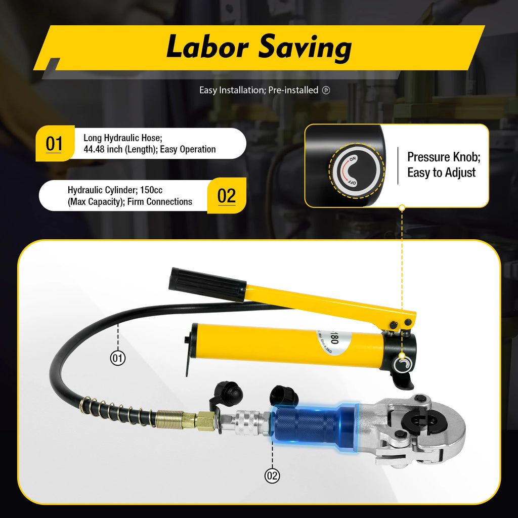 Hydraulic Pump Crimping Pliers 6T with 9 Dies for Stainless Steel Pipe Copper Tube PEX PB Press V12-28mm  TH16-32mm Set