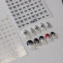 Load image into Gallery viewer, Lovely Gold Silver Black White Line Bowknot 3D Self Adhesive Nail Art Decorations Stickers Ribbon Cute Manicure Decals Wholesale