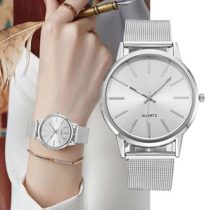 Luxury Women Watches 2025 New Stylish Silver Minimalist Business Ladies Quartz Watch Breathable Leather Steel Clock Reloj Mujer