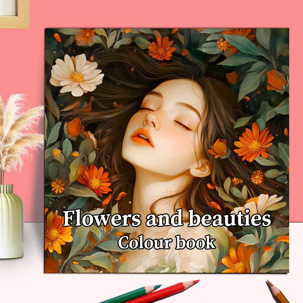 Adult Picture Book: Beautiful Women in Bloom for Makeup Practice with Detailed Portraits and Coloring Pencil Techniques