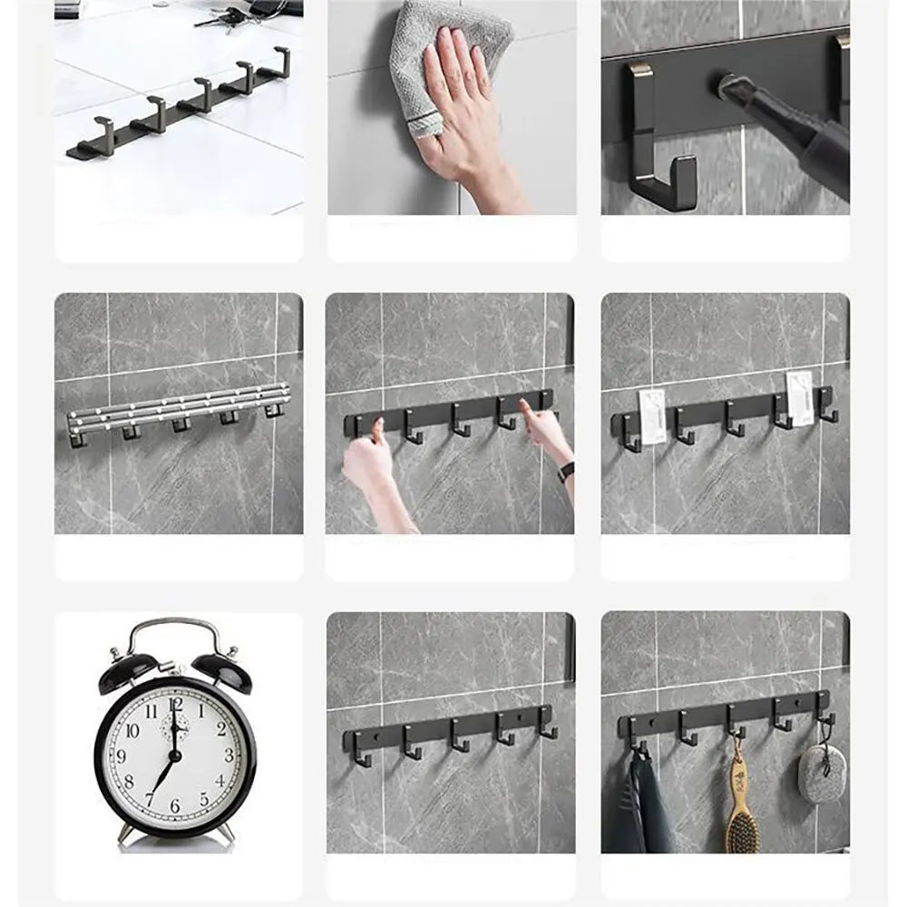 Punch-free wall-mounted living room clothes hanger load-bearing hook towel bathroom wall strong adhesive hanger