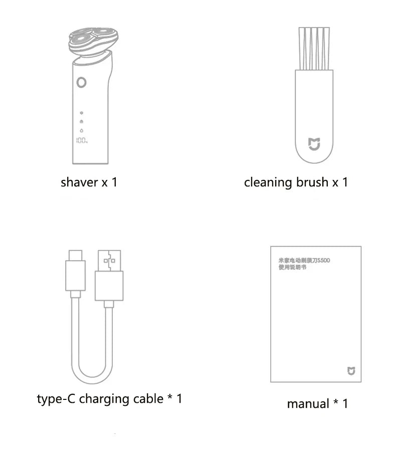 Xiaomi Mijia Electric Shaver S500 Portable Beard Trimmer Dry Wet Shaving Washable beard trimmer Electric Shaver For Man