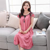 Sexy Nightgown Women 2025 Long Female Summer Short Sleepwear Faux Satin Bow Nightdress Round Neck Nightwear For Ladies  Nighty