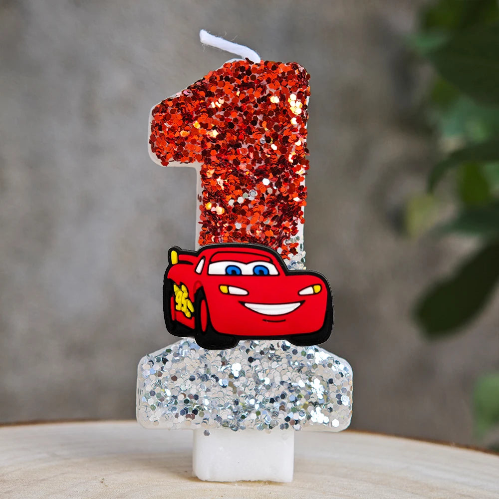 Mcqueen Candles Anime Cake Decor Theme 0-9 Number Candles Birthday Party Cake Topper Kids  Baby Shower  Gift Supplie