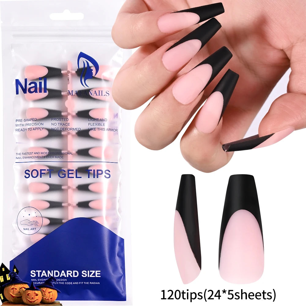 240/120Pcs Colorful French Short Square False Nails Full Cover Fake Nail Tip Extension Acrylic Wearable Ballerina Press on Nails