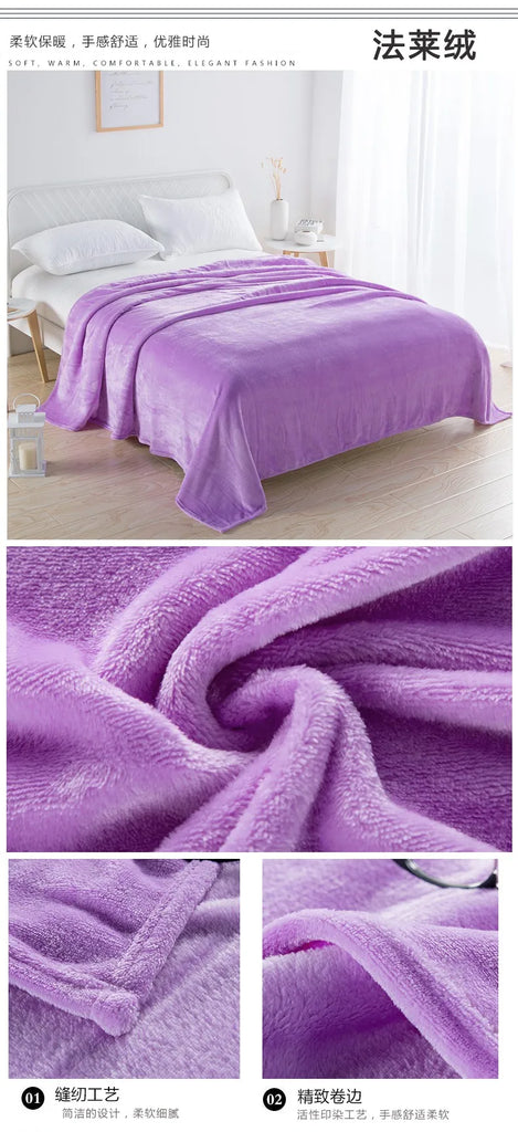 Flannel Spring Autumn Blanket Extra Soft Comfortable Nap Shawl Blankets Solid Warm Multi-functional Skin Friendly Throw Blanket