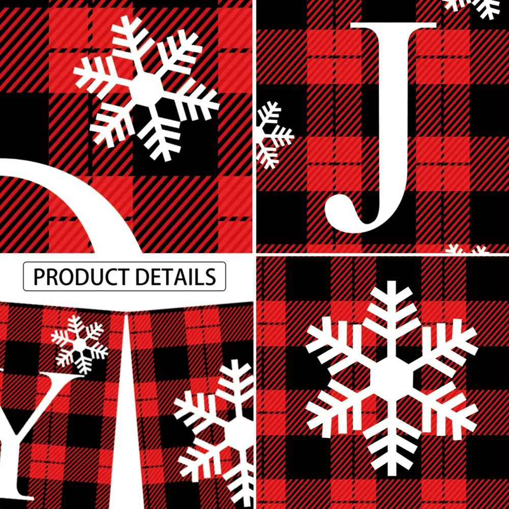 Christmas Decorations Outdoor Yard Front Porch Sign Set Red Black Buffalo Plaid Door Banner Hanging Merry Christmas Decorations