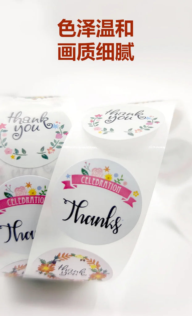 500pcs Labels Roll Flower Thank You Stickers Scrapbooking For Gift Decoration Stationery Sticker Seal Label Handmade Sticker
