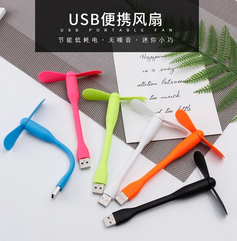 USB Electric Fan Flexible Bendable Fan For Power Bank Laptop PC AC Charger Portable Hand Cool Mini Fan Computer Summer Gadget