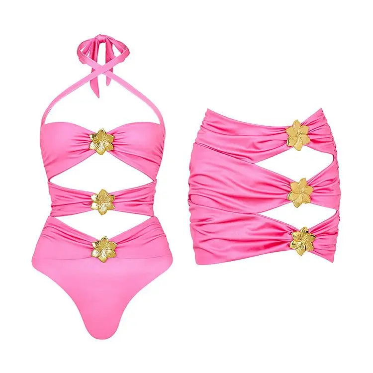 Sexy Starfish Bikini Set With Skirt Women Two-Pieces Swimsuit 2025 New High Fork Skirt Set Biquini Swimwear For Girl Clothing