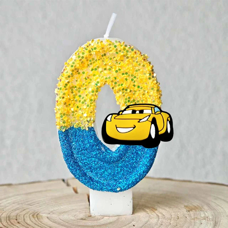 Mcqueen Candles Anime Cake Decor Theme 0-9 Number Candles Birthday Party Cake Topper Kids  Baby Shower  Gift Supplie