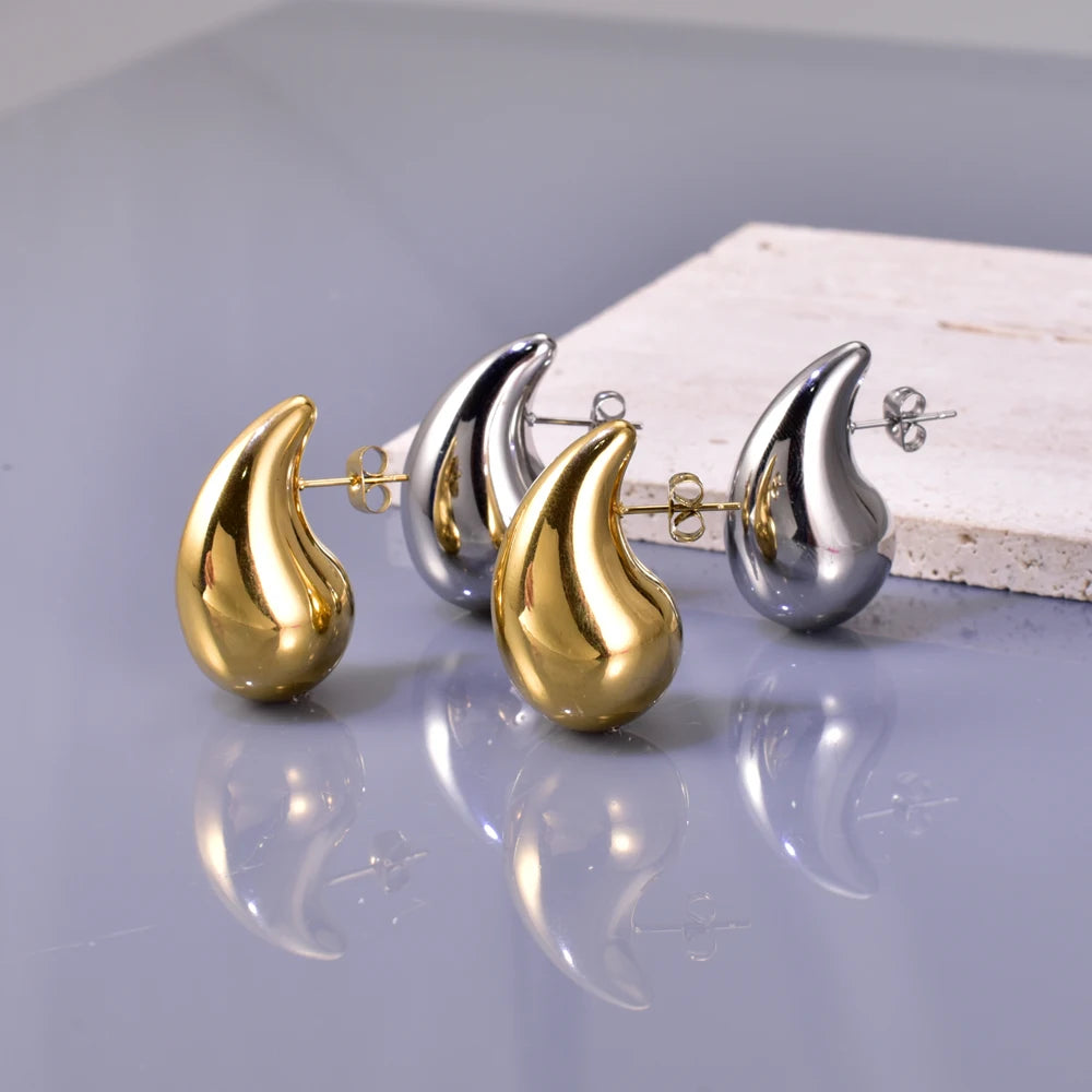 E77 Cross-border Fashion stainless steel hollow earrings, a light luxury and elegant women's simple earrings