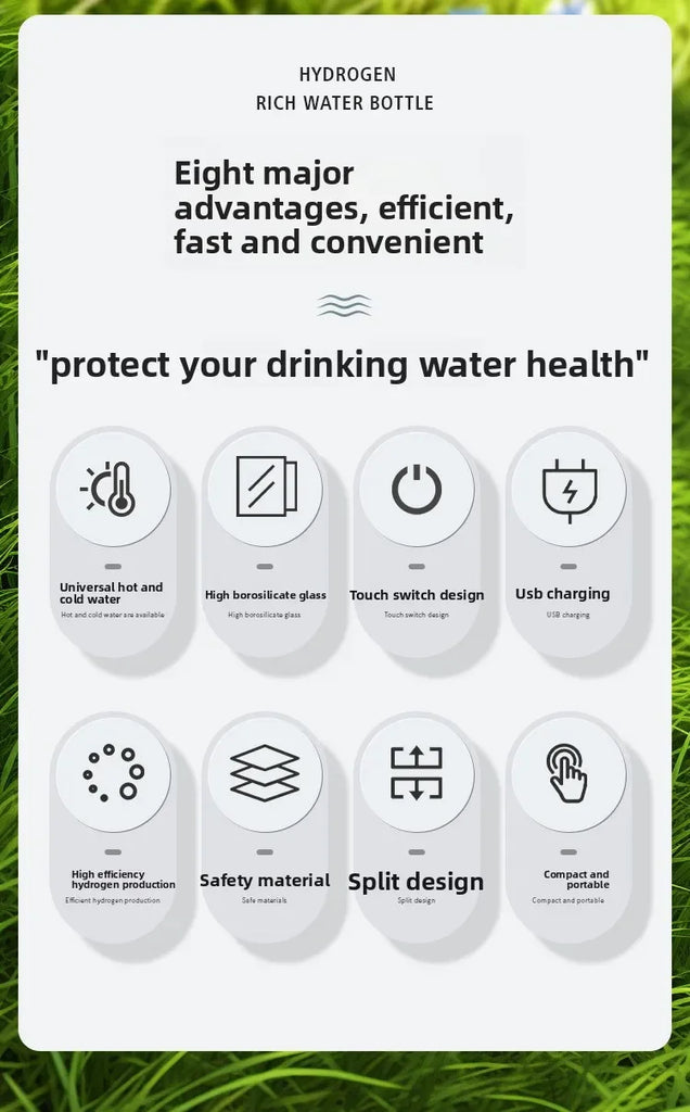 Portable Electric Hydrogen Generator Water Cup Filter Ionizer Maker Hydrogen-Rich Water Cup Anti-Aging Hydrogen Water Bottle